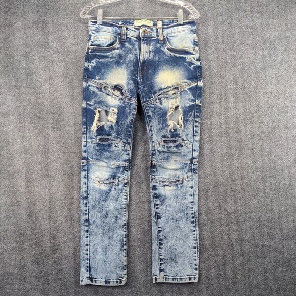 Evolution in Design Straight Jeans Womens 18 Blue 5-Pocket Distressed Acid Wash - Picture 2 of 11